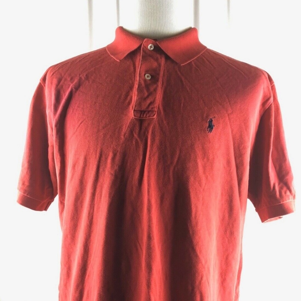 RL Men Short Sleeve Polo Shirt XL Red Navy Horse
